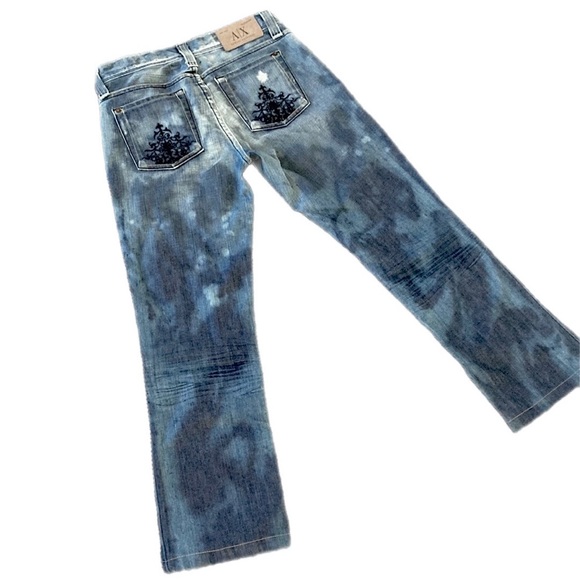 ARMANI EXCHANGE women’s blue ‘bleach stained’ Jeans bootleg - Picture 5 of 15